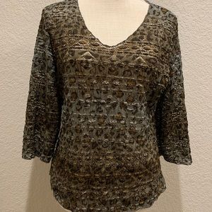 Surrealist Lace Blouse 3/4 sleeve Size 3